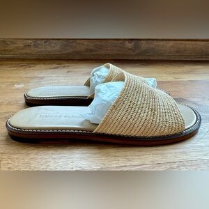 Manolo Blahnik Safina Raffia Slides